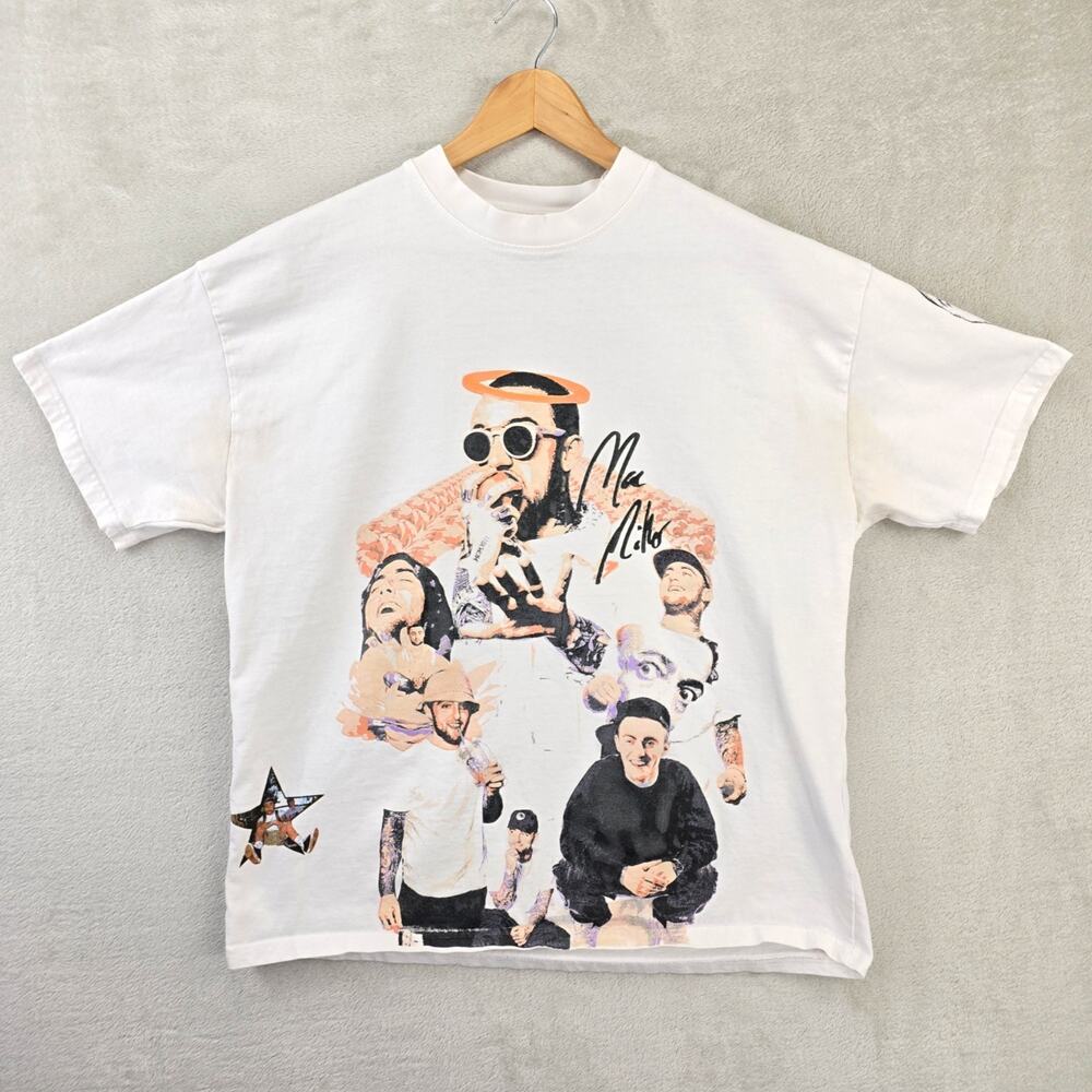 Sergio Calabasas Mac Miller Shirt Mens Medium White Memory Short Sleeve *FLAWS*